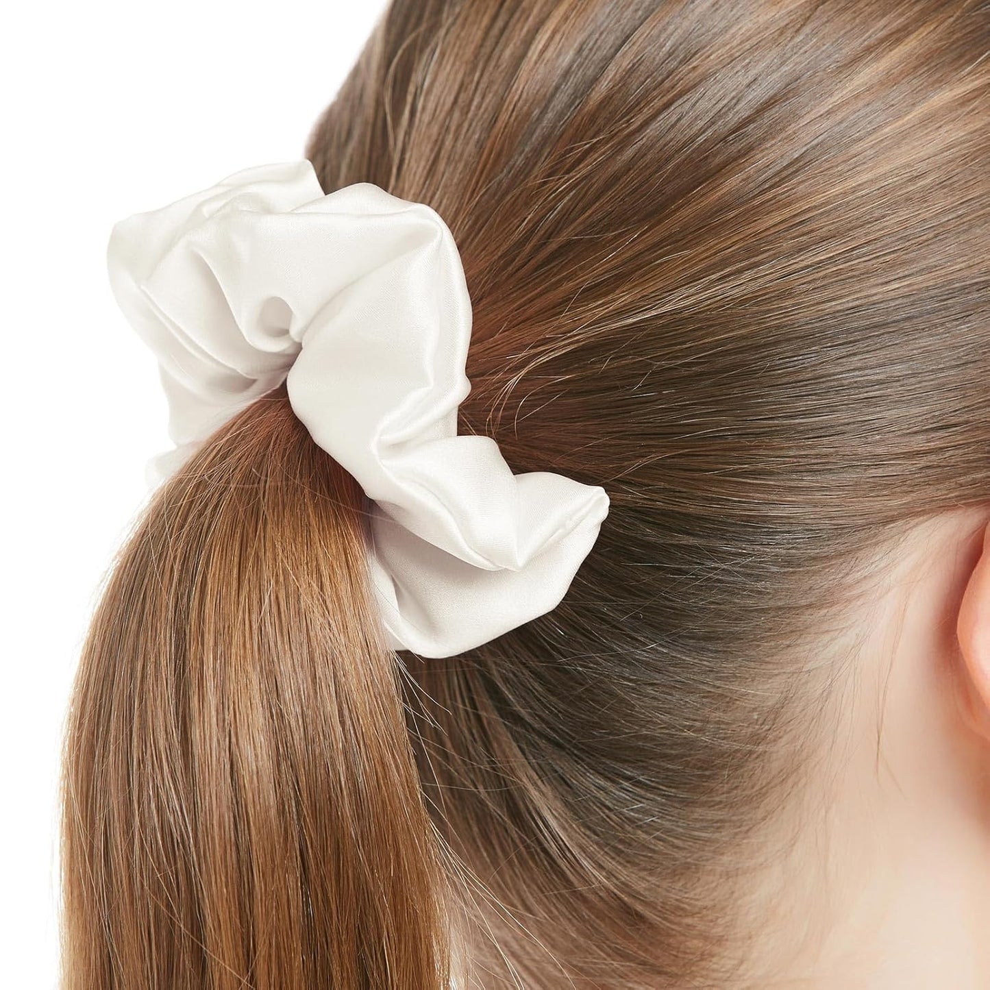 LILYSILK Silk Hair Scrunchies / Ties for Frizz & Breakage Prevention, 100% Mulberry, No Damage, Elastic ponytail Holders, 1Pc, Coffee - Colors B