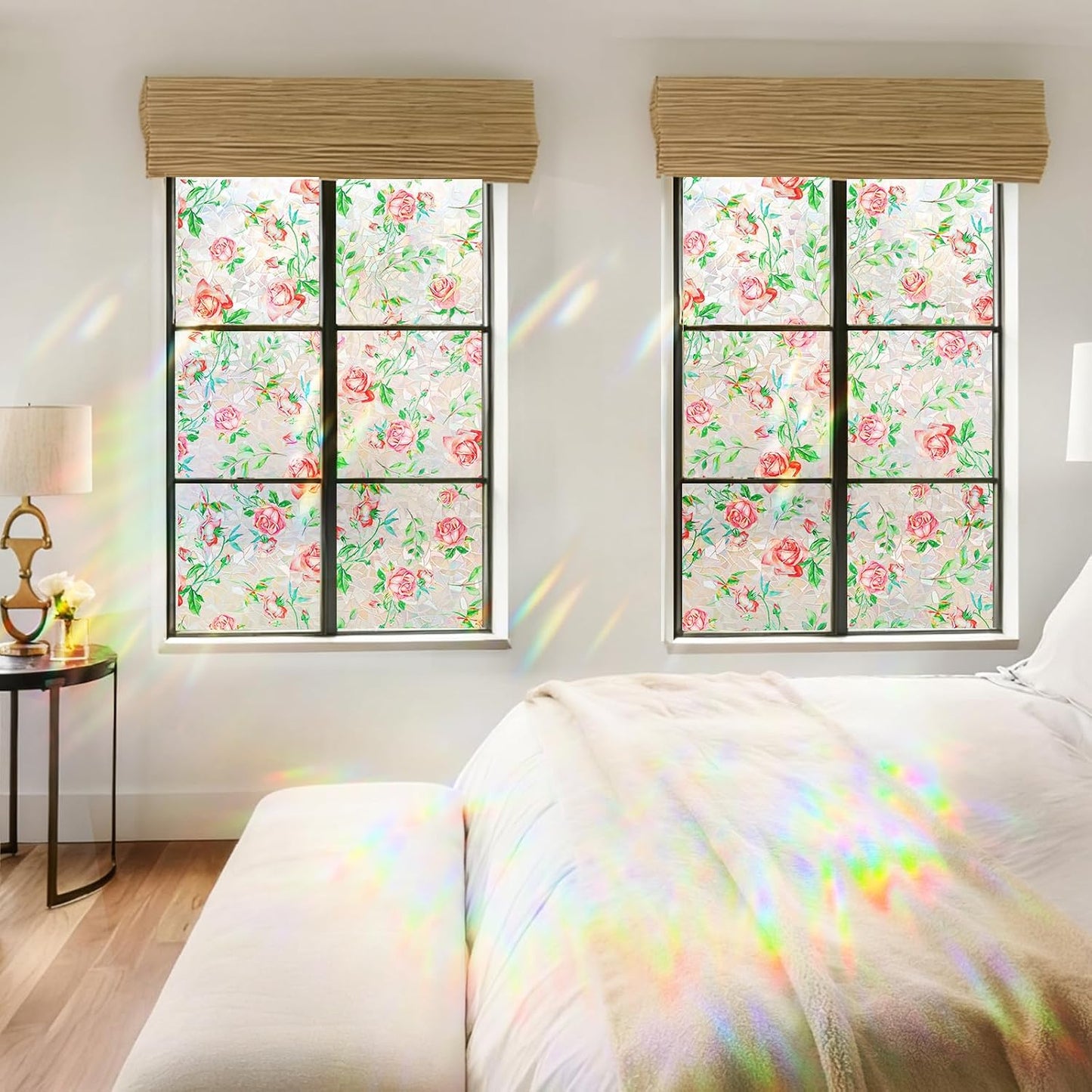 Coavas Blackout Window Privacy Film, Frosted Glass Static Cling, Decorative for Bathroom Door, UV Blocking Window Cling, Non-Adhesive Vinyl Sticker, Day and Night Windows Tint for Home,11.8x78.7 inch