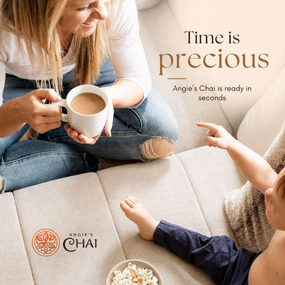 Angie's Chai Sweet & Spicy Organic Instant Chai Tea Powder - Made in USA, Delicious Spiced Mix, 30 Servings, 80 Calories, Handcrafted, Free of Artificial Ingredients, Natural Indian Spice, 12 oz