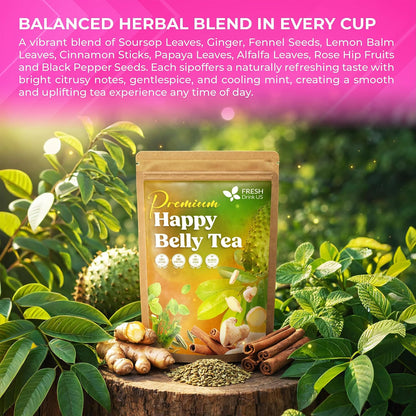 FreshDrinkUS, Premium Happy Belly Tea, 135 Count, Caffeine Free Infusion