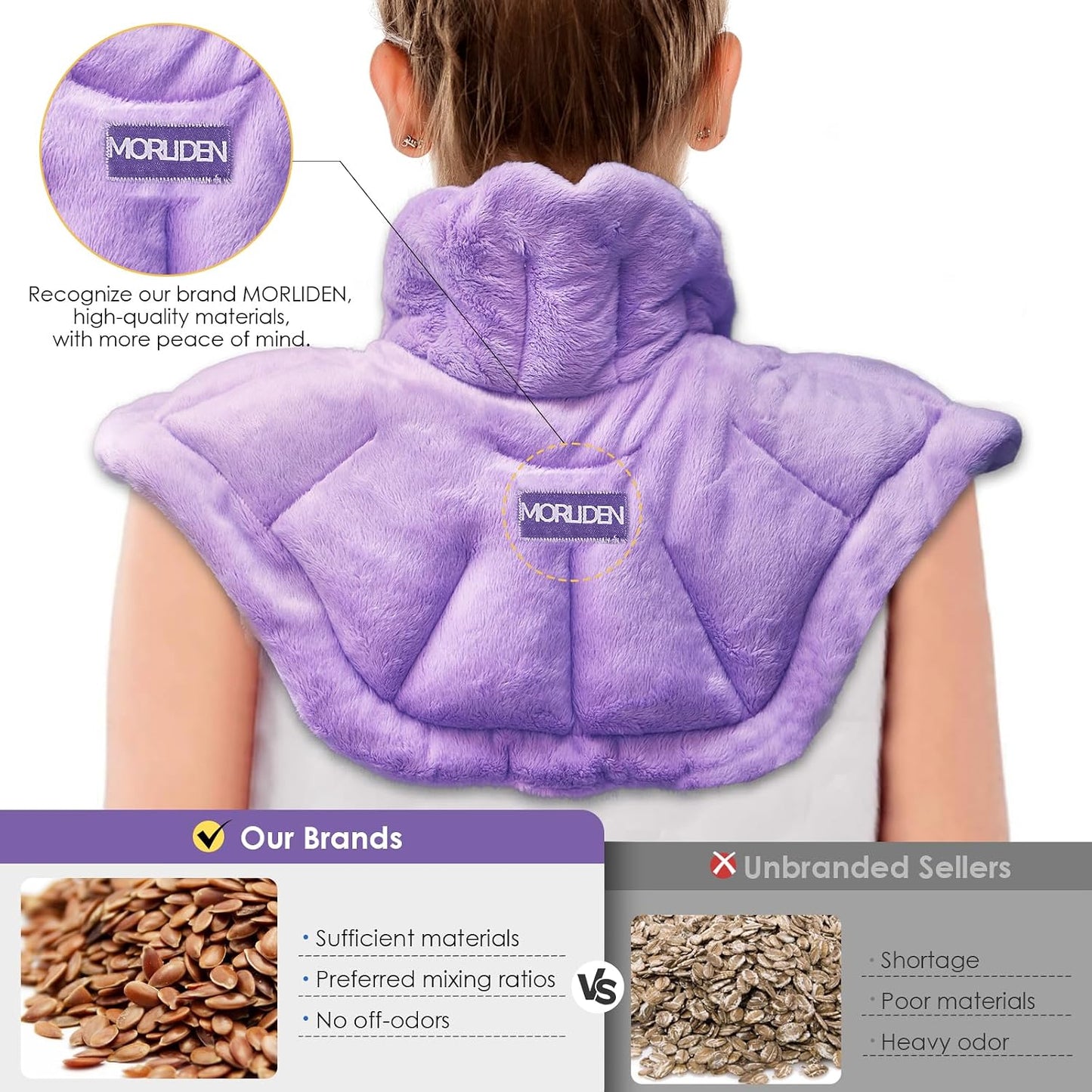 MORLIDEN Microwavable Heated Neck Wrap Warmer and Shoulder Weighted Heating Pad Microwave for Hot and Cold Compress - Dark Gray