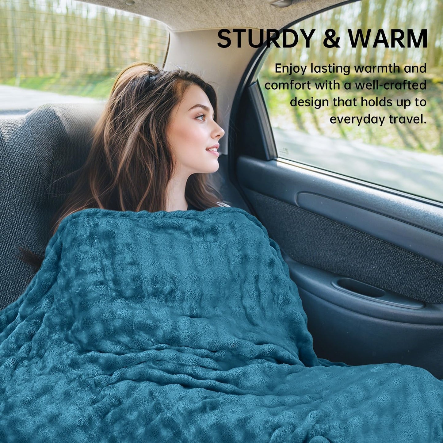 Travel Blanket and Pillow-2-in-1, Ultra-Soft&Compact, One-Piece Airplane Blanket with Hand Luggage Belt and Backpack Clip,Travelers Accessories Gifts, 61x43 Inches (Blue)