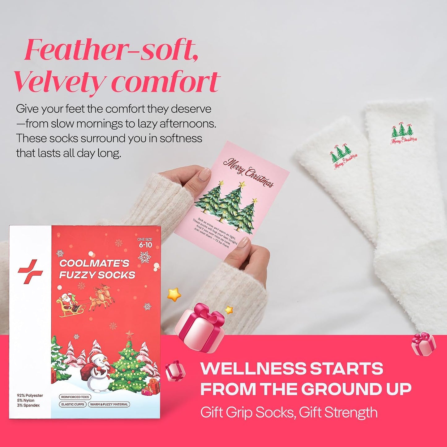 COOLMATE Fuzzy Socks for Women Gift Box – Cozy Soft Cloud Socks for Spa Home, Mother’s Day Gifts for Mom Grandma