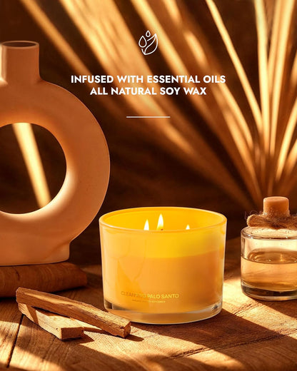96NORTH Luxury Vanilla Soy Candles | Large 3 Wick Jar Candle | Up to 50 Hours Burning Time | 100% Natural Soy Wax | Relaxing Aromatherapy Aesthetic Candle | Housewarming Gift for Men and Women