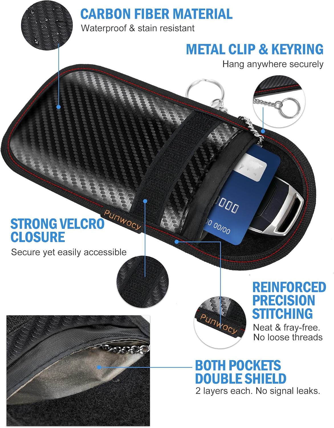 Faraday Bags for Phones & Car Key Fobs, Signal Blocking, 2-Pack