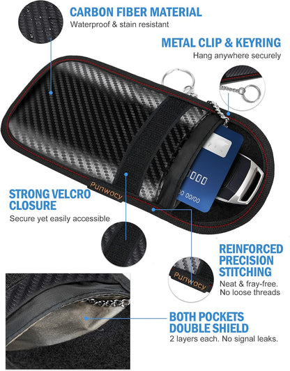 Faraday Bags for Phones & Car Key Fobs, Signal Blocking, 2-Pack