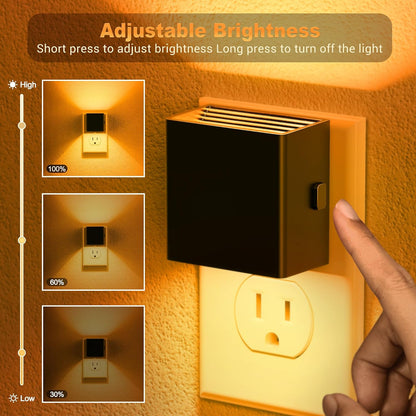 JandCase Night Light, Modern Night Lights Plug into Wall,2 Pack Dusk to Dawn Sensor Nightlight, Amber Brightness Adjustable Nightlight for Kids Bathroom Hallway Kitchen Bedroom Decor