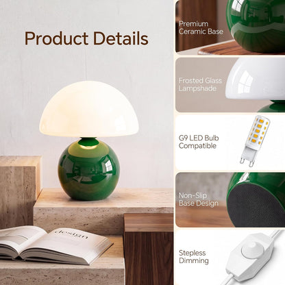 Dawnwake Mushroom Lamp Table Lamp for Bedroom-Small Desk Table Lamps,White