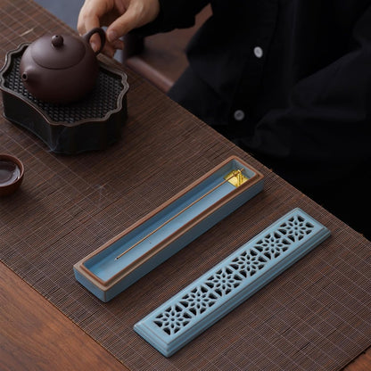 CEREMONY Incense Holder for Sticks, Ceramic Insence-Stick Holder Ash Catcher, Incense Holder Timkburner for Meditation Yoga Spa Room Incense Holder (Lever Brown)