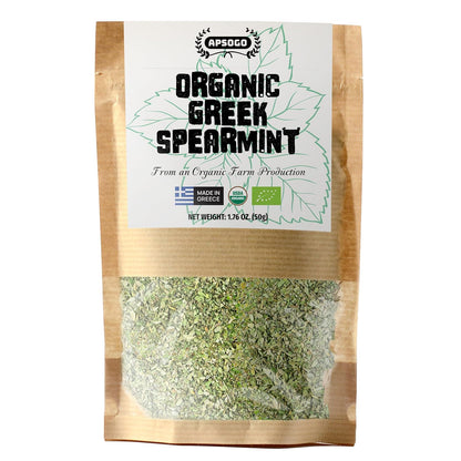 Apsogo Organic Greek Spearmint Tea - Loose Leaf Dried Mint Leaves, 1.76oz