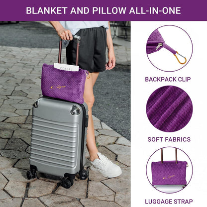 Compact Travel Blanket for Airplane, Premium Soft 2-in-1 Blanket with Pillowcase and Carry Bag, Lightweight Travel Essentials with Luggage Sleeve and Backpack Clip, Mint Green