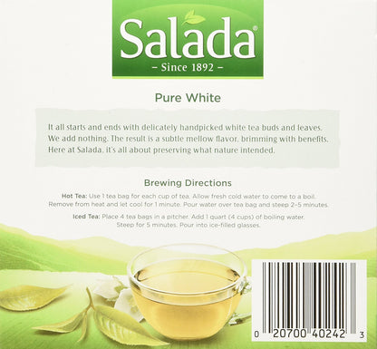 Salada Delicate White Tea, Quality Tea, Subtle & Mellow, 40 Teabags