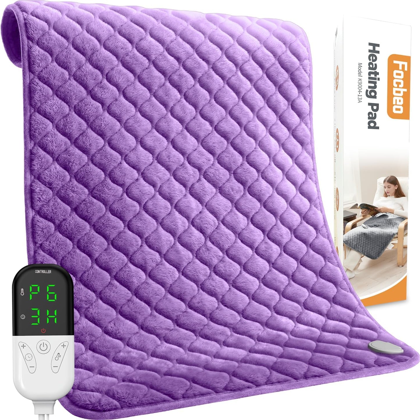 King Size Heating Pad for Back 32"x24" Extra Large Electric Heating Pad for Body Neck Shoulder Auto Shut Off Heat Pad Temperature Settings Machine Washable Gray