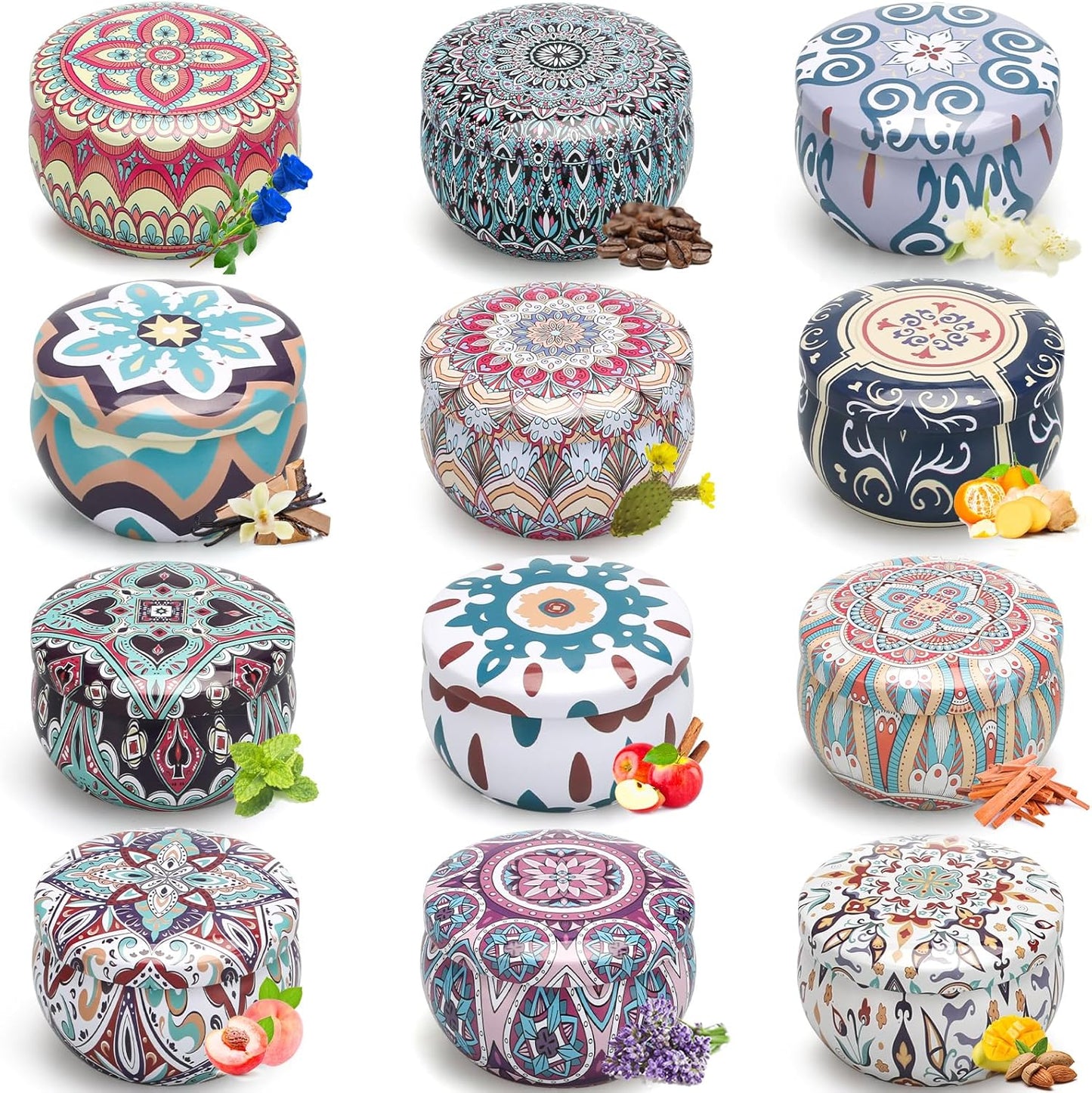 Scented Candles Gift Set, 12 Pack Soy Wax Candles for Home, 12 Scents, Aromatherapy Travel Tins with Gift Box for Women, Birthday, Housewarming, Relaxation