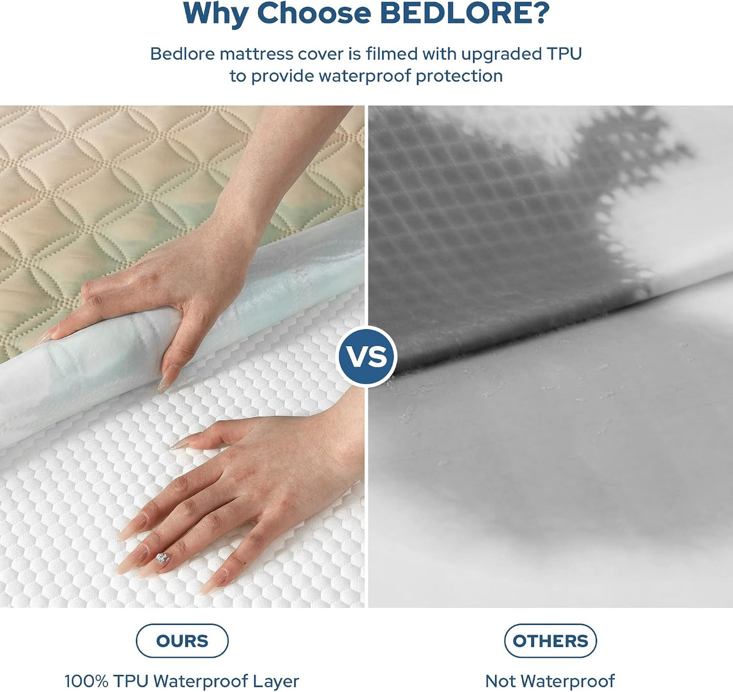 2 Pack Waterproof Mattress Protector, Queen Size Mattress Pad Noiseless with Deep Pocket Fitted for 6"-18", Soft Breathable Dirt-Proof Bed Mattress Cover Washable for Home, Bedroom, Hotel (Gray)