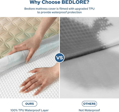 2 Pack Waterproof Mattress Protector, Queen Size Mattress Pad Noiseless with Deep Pocket Fitted for 6"-18", Soft Breathable Dirt-Proof Bed Mattress Cover Washable for Home, Bedroom, Hotel (Gray)