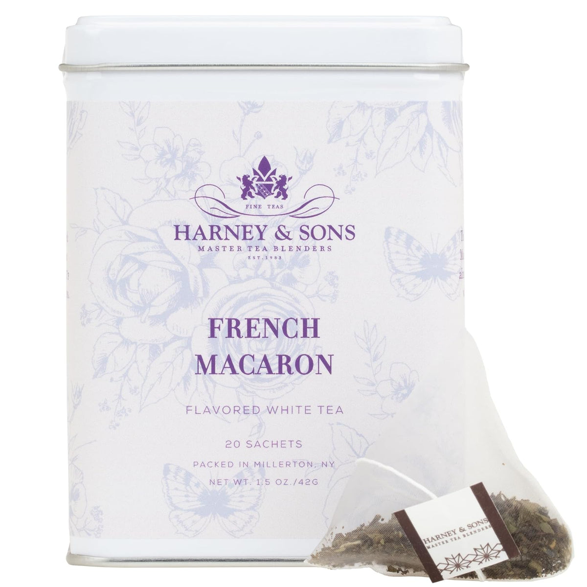 Harney & Sons French Macaron, White Tea, 20 sachet tin