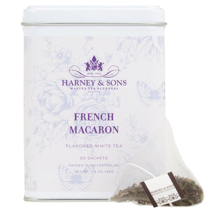 Harney & Sons French Macaron, White Tea, 20 sachet tin