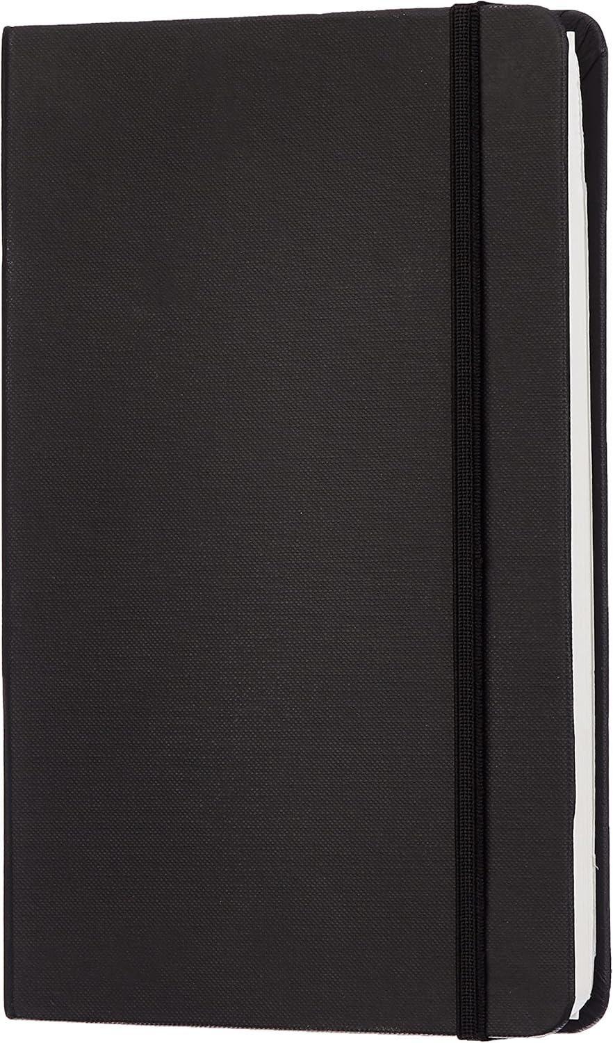 Amazon Basics Classic Lined Writing Notebook for Note Taking and Journaling, Hardcover with Elastic Closure, 240 Pages, 5" x 8.25", Black
