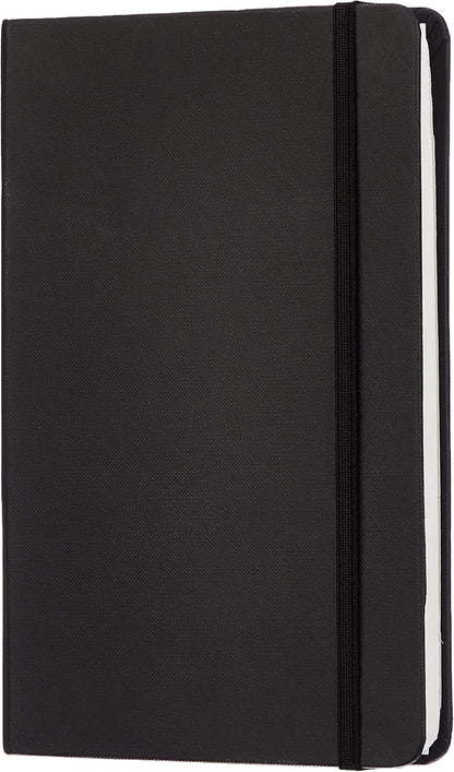 Amazon Basics Classic Lined Writing Notebook for Note Taking and Journaling, Hardcover with Elastic Closure, 240 Pages, 5" x 8.25", Black