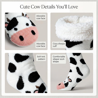 cosyone1997 Fuzzy Slipper Socks for Women Kids with Grips, Cute Animal Sherpa Lined Non-Slip Cozy Winter Socks Gifts