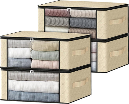 HomeHacks Clothes Organizer Storage Bags, 35L Storage Bins, Gray