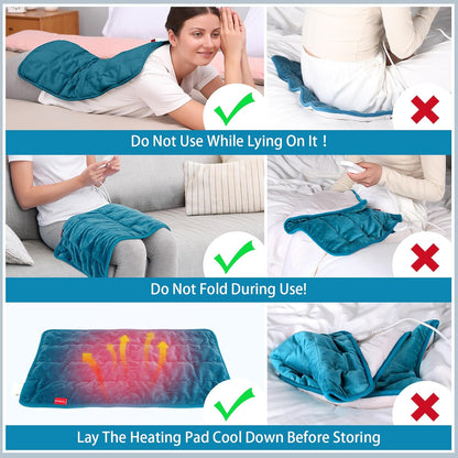 Comfytemp Weighted Heating Pad for Back & Period, FSA Eligible Electric Heat Pad, Birthday Gift for Women Men Mom Dad & Father Day Gifts, 2.2 lb HSA Neck Shoulder Heated Pad, 2H Auto-Off, 12x24, Blue