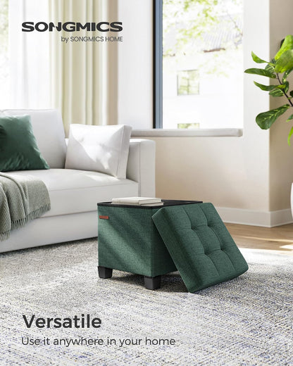 SONGMICS Storage Ottoman, Small Ottoman Foot Rest with Legs, 12.6 x 15.7 x 13.2 Inches Foot Stool, Load up to 660 lb, for Living Room, Bedroom, Dorm, Slate Gray ULSF012G01