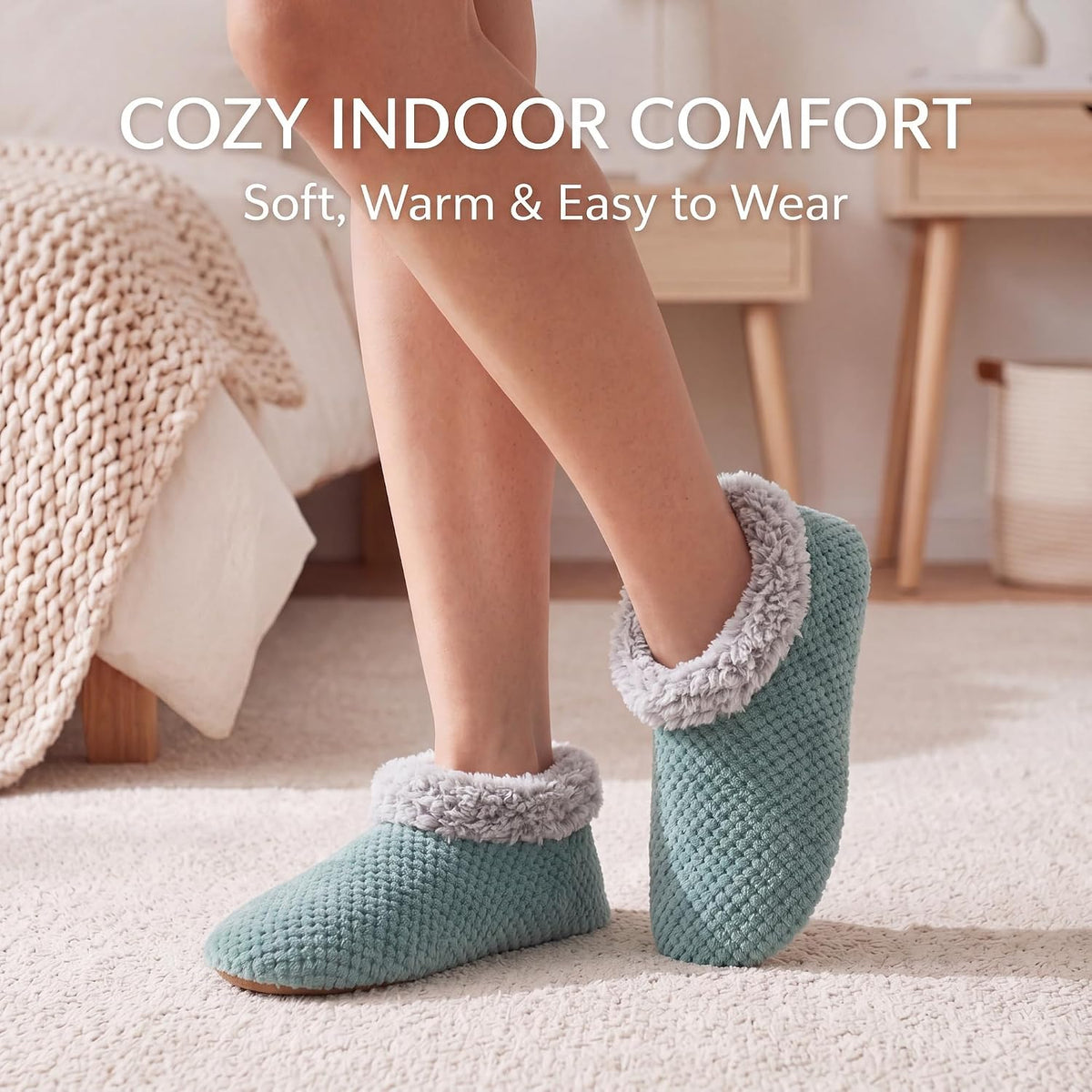 Cozylook Fuzzy Slippers for Women Indoor Soft Sole Slipper Socks