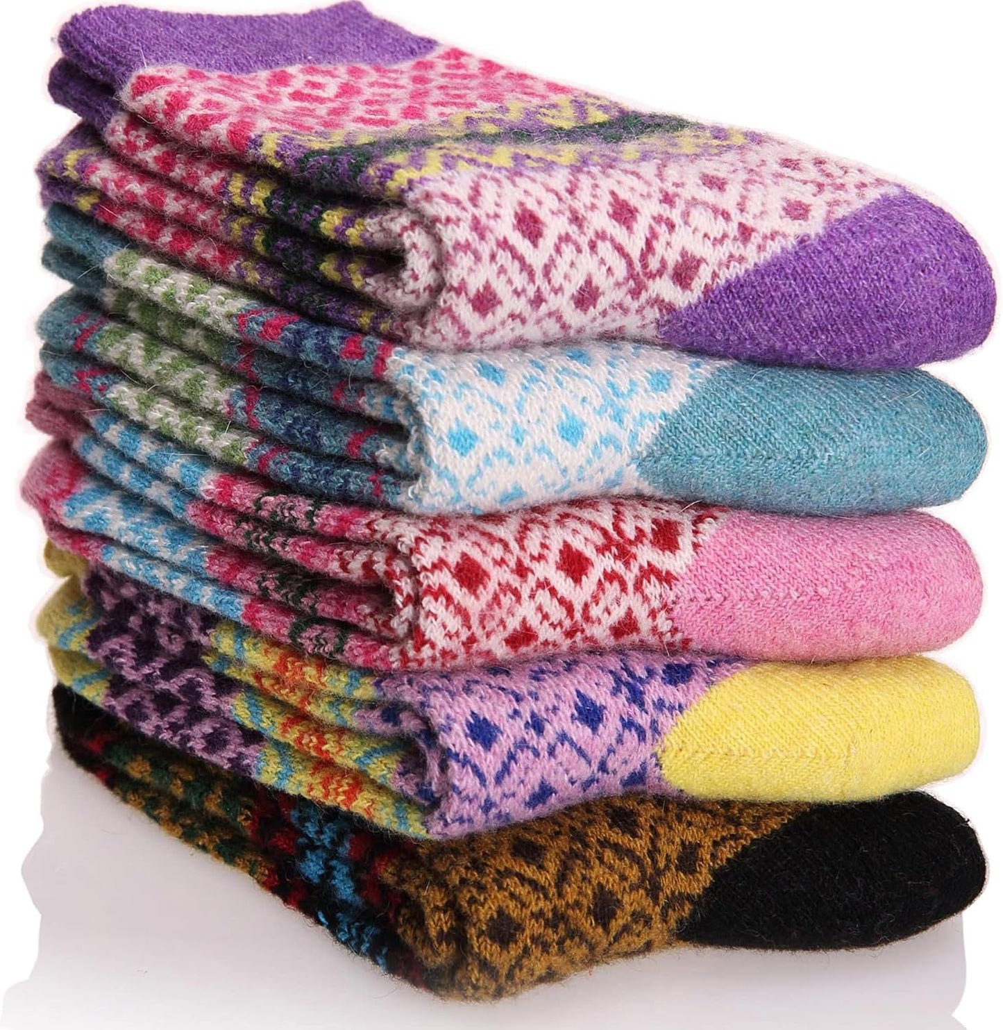 EBMORE Merino Wool Socks for Women Hiking Thermal Warm Winter Thick Boot Cozy Crew Comfy Work Socks for Ladies 5 Pairs