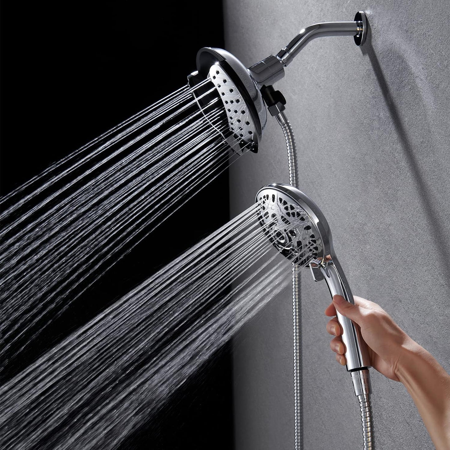 INAVAMZ Shower Head with Handheld High Pressure: Hand Held Shower Head & Rain Shower Head 2-IN-1 Shower Head with 59" Rotatable Stainless Steel Hose, Shower Trim Systems, Sliver 2.5 GPM 15391 Filter