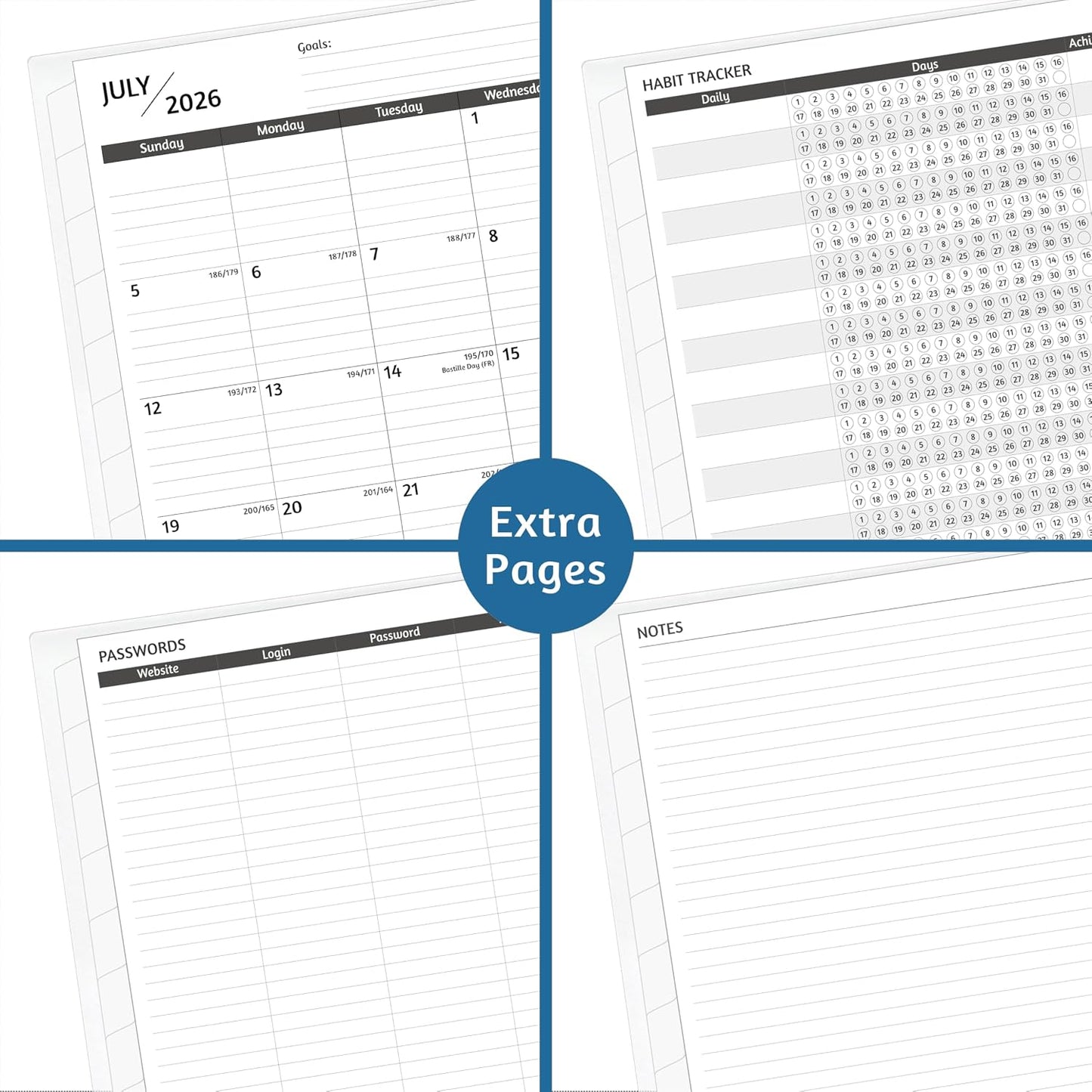 Monthly Planner 2026-2029, 36 Months Calendar Planner 2026-2029 from Jul 2026 – Jun 2029, 8.5'' x 11'' with Ruled Spread, Flexible Cover, Spiral Wirebound, Pocket, Coated Tabs, Notes ＆ Habit Tracker