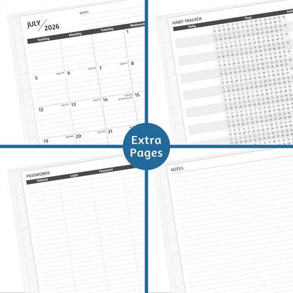 Monthly Planner 2026-2029, 36 Months Calendar Planner 2026-2029 from Jul 2026 – Jun 2029, 8.5'' x 11'' with Ruled Spread, Flexible Cover, Spiral Wirebound, Pocket, Coated Tabs, Notes ＆ Habit Tracker