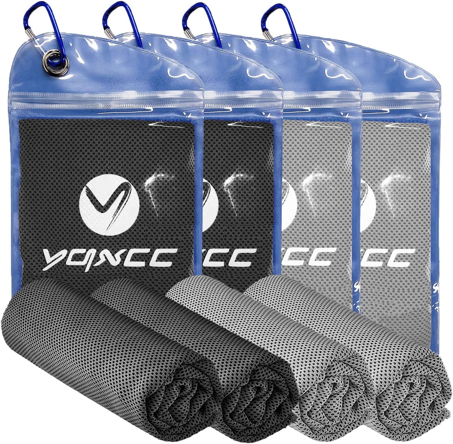 YQXCC 4 Pack Cooling Towels (47"x12"), Ice Cool Neck Towel, Soft Breathable Microfiber for Yoga, Golf, Gym, Running, Camping & Hot Weather