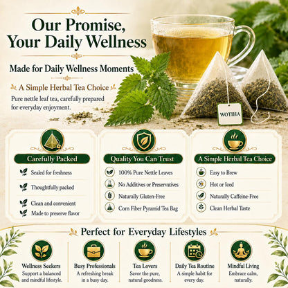 WOTIHA Stinging Nettle Leaf Tea Bags, 80 Count, Caffeine-Free Herbal Tea