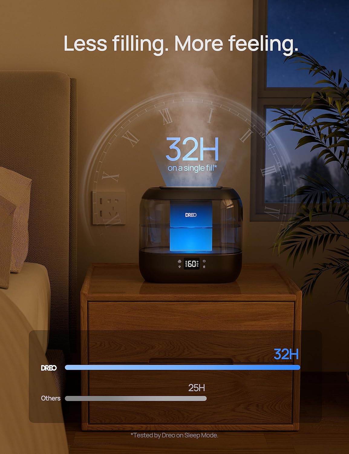 DREO 4L Smart Cool Mist Humidifiers for Bedroom HM311S Black | Top Fill, Quiet Sleep 28 dB, 36H Runtime for large room, Touch/APP/Voice Control, Nightlight, ideal for Baby, Plants, Nursery