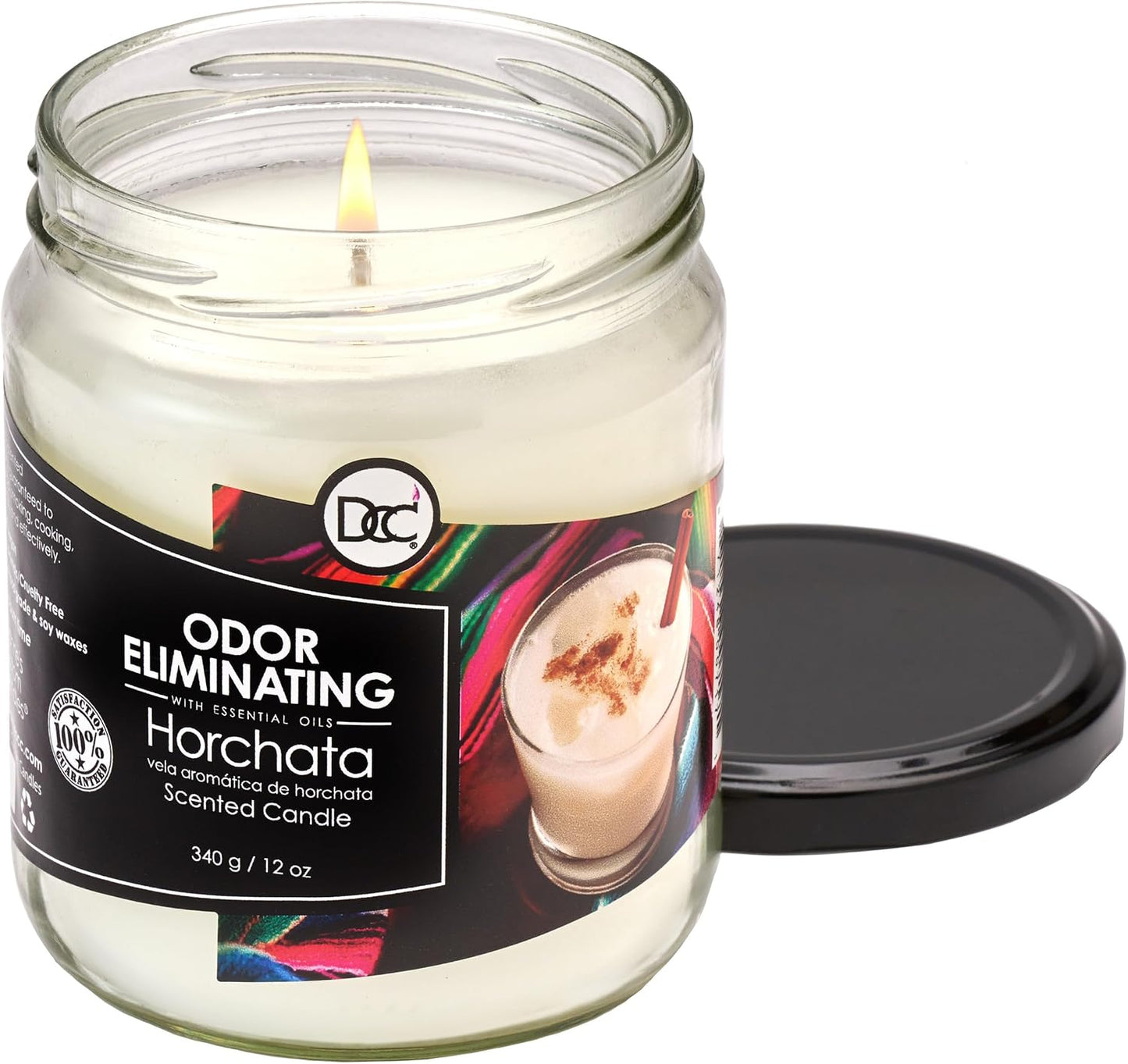 Vanilla Bean Odor Eliminating Highly Fragranced Candle - Eliminates 95% of Pet, Smoke, Food, and Other Smells Quickly - Up to 80 Hour Burn time - 12 Ounce Premium Soy Blend - Colors B