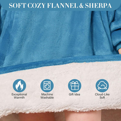 LetsFunny Blanket Hoodie,Oversized Wearable Sherpa Fleece Blanket Sweatshirt,Super Soft Warm Cozy with Giant Pocket,Gifts for Women Men Adults Teenagers, One Size Fits All