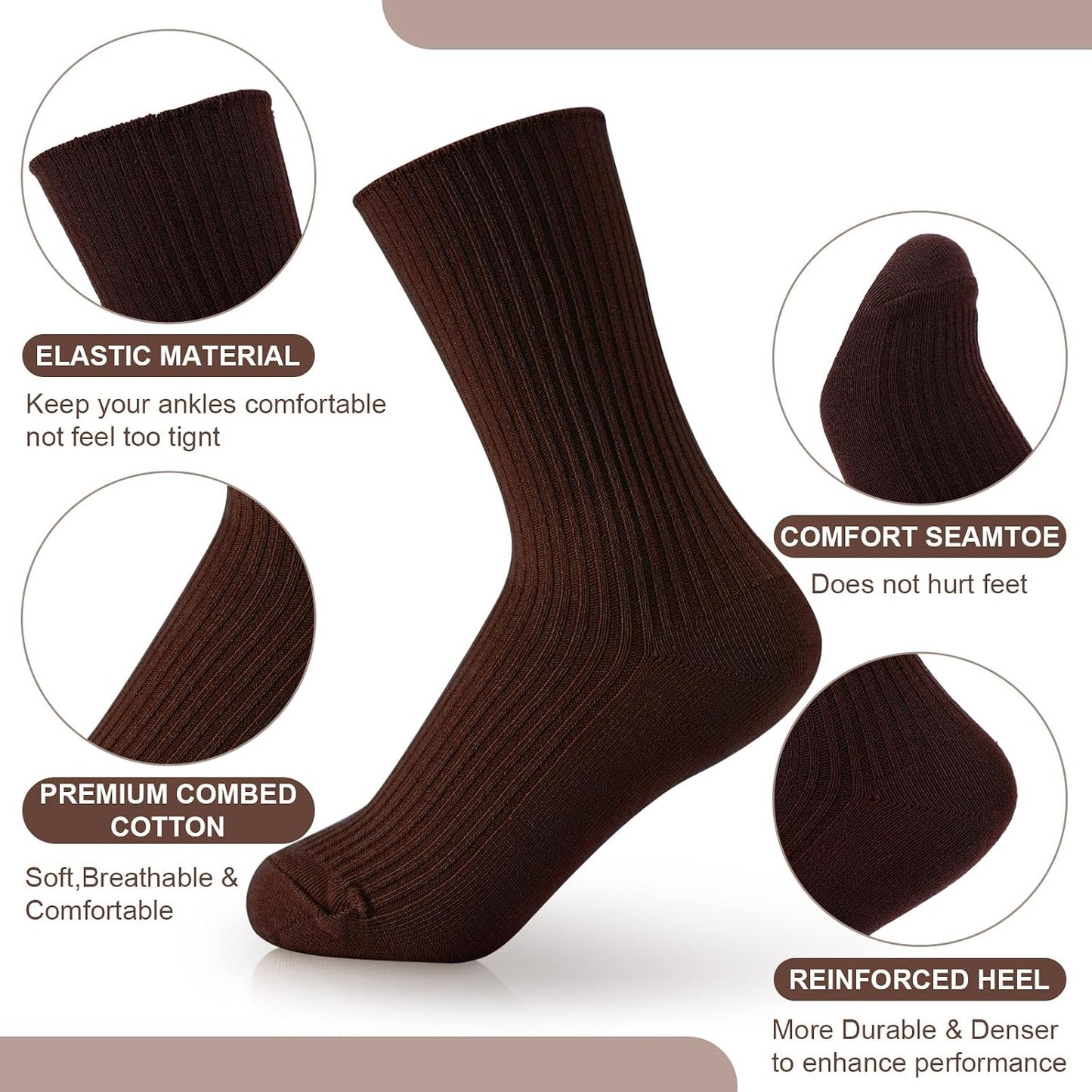 Eurzom 10 Pairs Socks Womens Crew Elastic Ankle Length Cotton Socks Aesthetic Cute Lightweight Low Cut Gifts for Women - Colors A