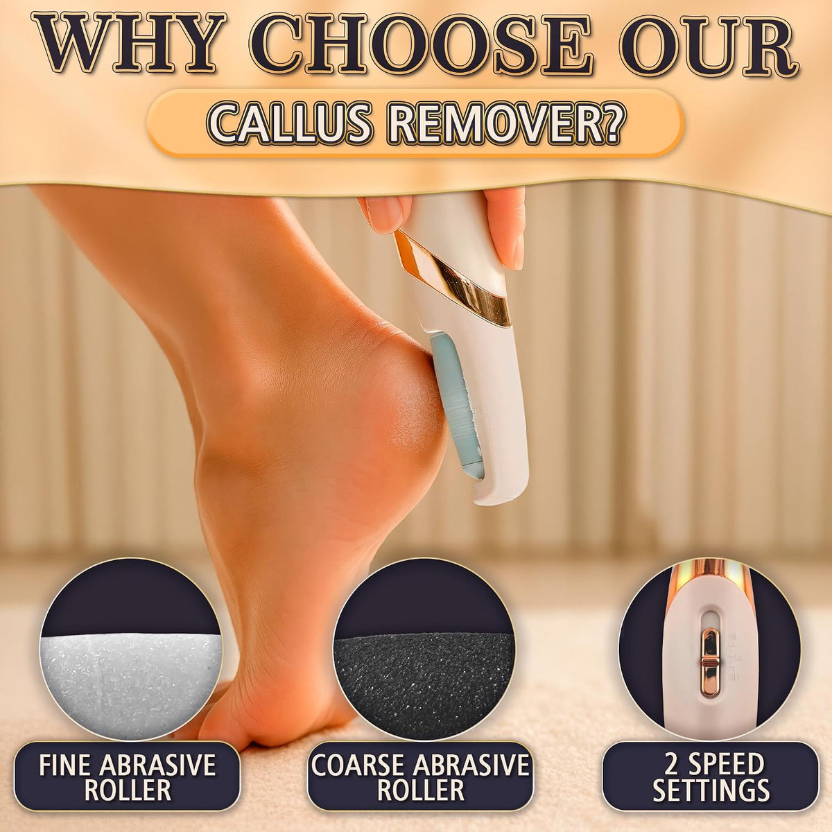 Battery Operated Foot Callus Remover for Dead Skin, Exfoliating Tool