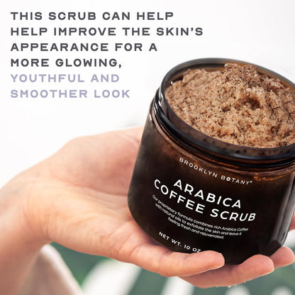 Brooklyn Botany Coconut Milk Body Scrub - Moisturizing and Exfoliating Body, Face, Hand, Foot Scrub - Fights Stretch Marks, Fine Lines, Wrinkles - Great Gifts for Women & Men - 10 oz