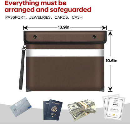 Fireproof Bag Dual Reflective Strips, Waterproof Zipper, 5200°F Heat