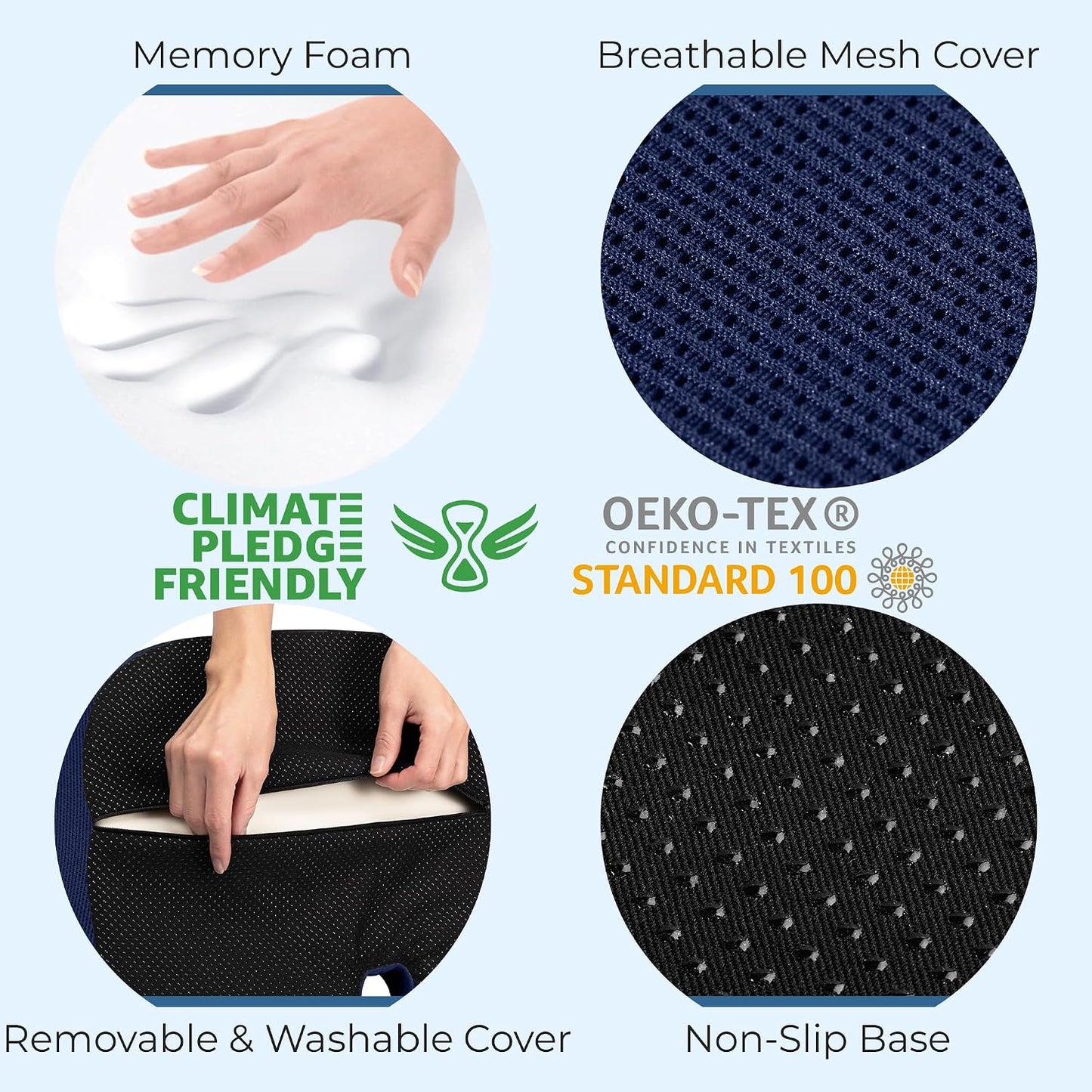 5 STARS UNITED Seat Cushion - Memory Foam Chair Cushion for Tailbone Pain Relief - Ergonomic Support for Coccyx, Sciatica & Butt - Office, Desk & Gaming Chair, Car Seat, Wheelchair, Black Suede