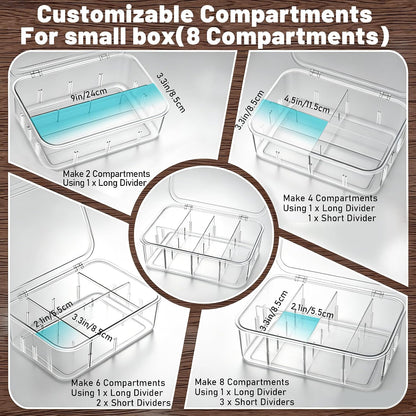 Tea Bag Organizer, 2 Pcs Clear Tea Organizers, Acrylic Storage Box with Lids, Stackable Partition Holder for Drawers, Countertops, Fridge, Kitchen (16 Compartments + 8 Compartments)