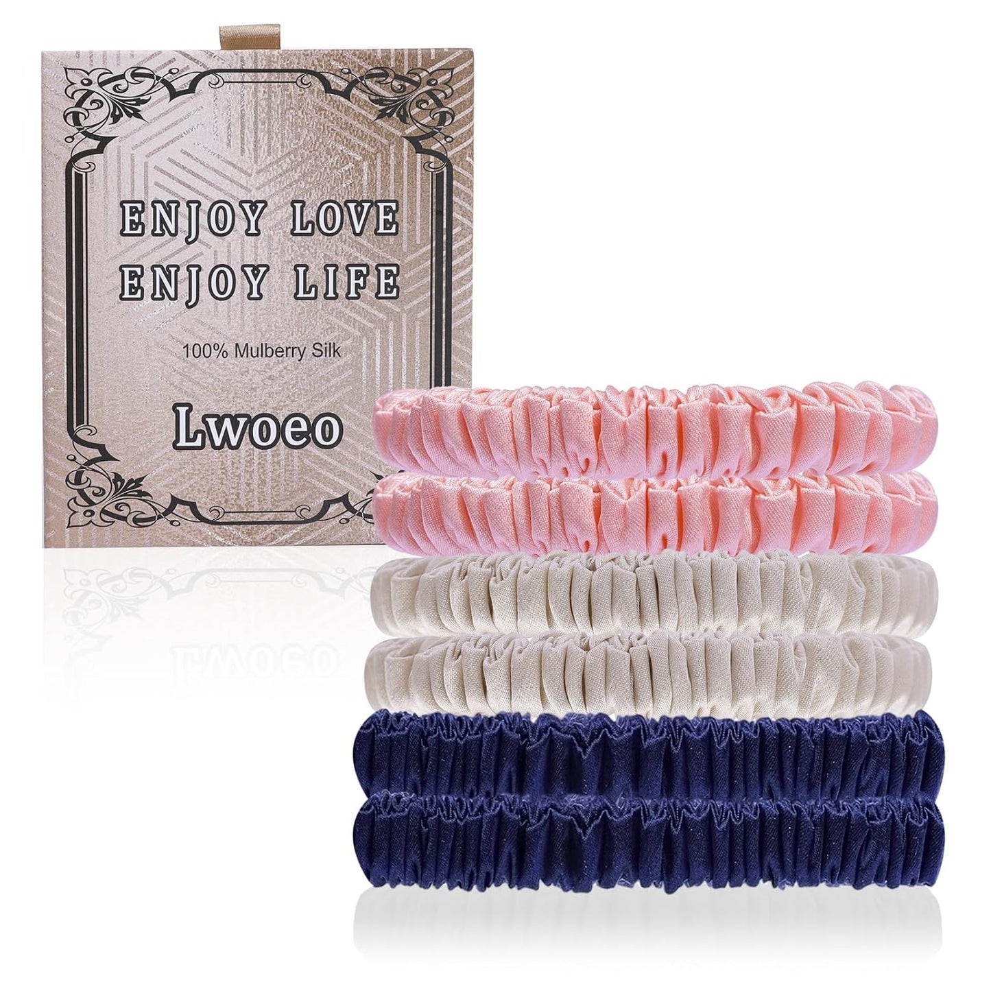 22 Momme 6PCS 100% Mulberry Silk Hair Ties Small Silk Scrunchies for Women Girls Curly Thick Thin Hair .Women's Black Cute Satin Sleepy Bulk Hair Tie Scrunchie Sleep