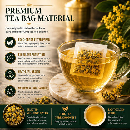 WOTIHA 65 Count Value Pack Premium Mullein Leaf Tea Bags - 100% Pure Natural Herbal tea, Lungs Cleanse & Respiratory Support, Caffeine-Free, No Additives, Non-GMO