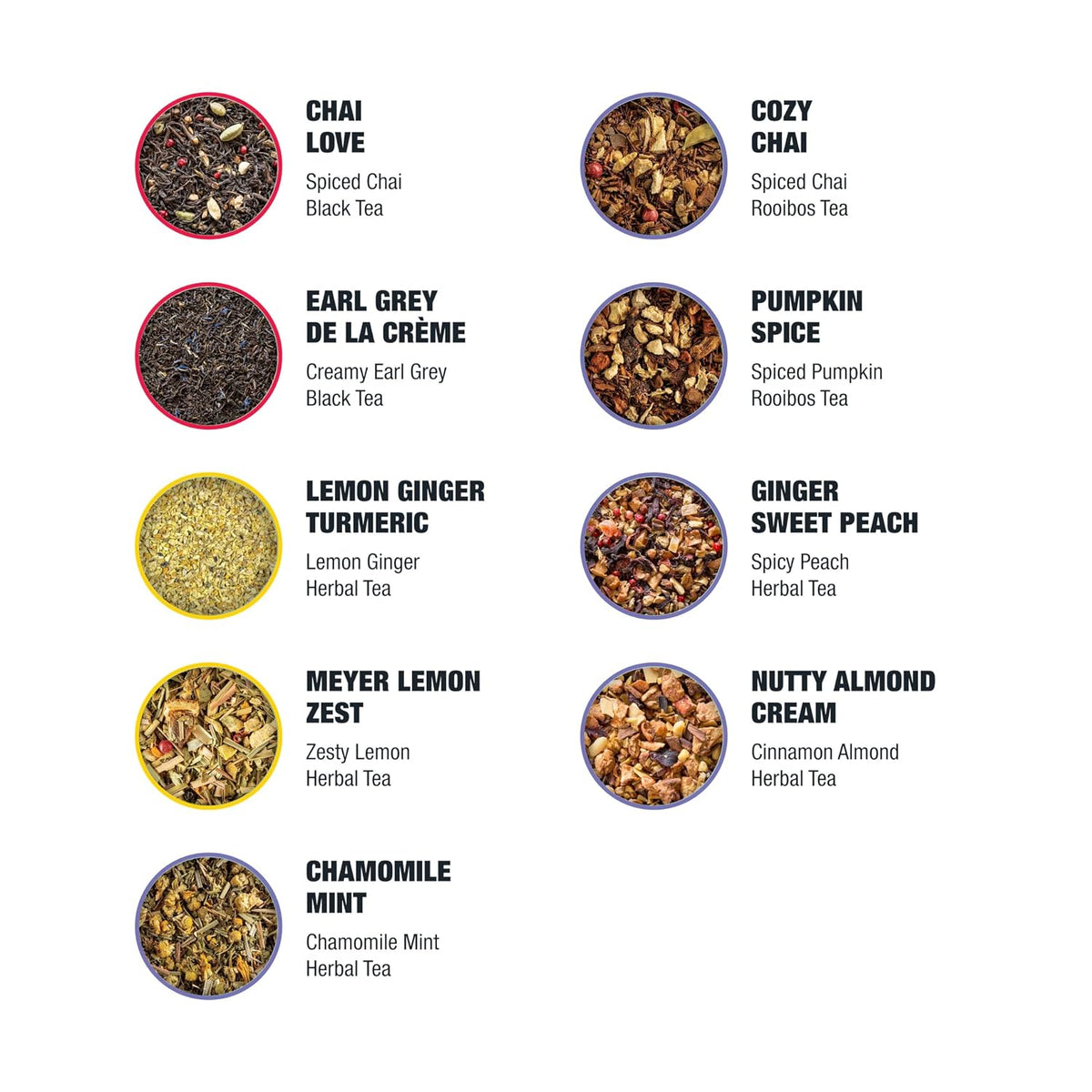Tiesta Tea Fall Medley Dry Flight Set – Assorted Herbal, Black, Chai