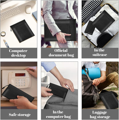 Lihengkong Fireproof Waterproof Document Bag 3-Pack Black 2000℉ Money Bag for Cash Passports ID Cards Social Security Card Protector Waterproof Zipper Pouch Fire Proof Bank Bag Document Holder