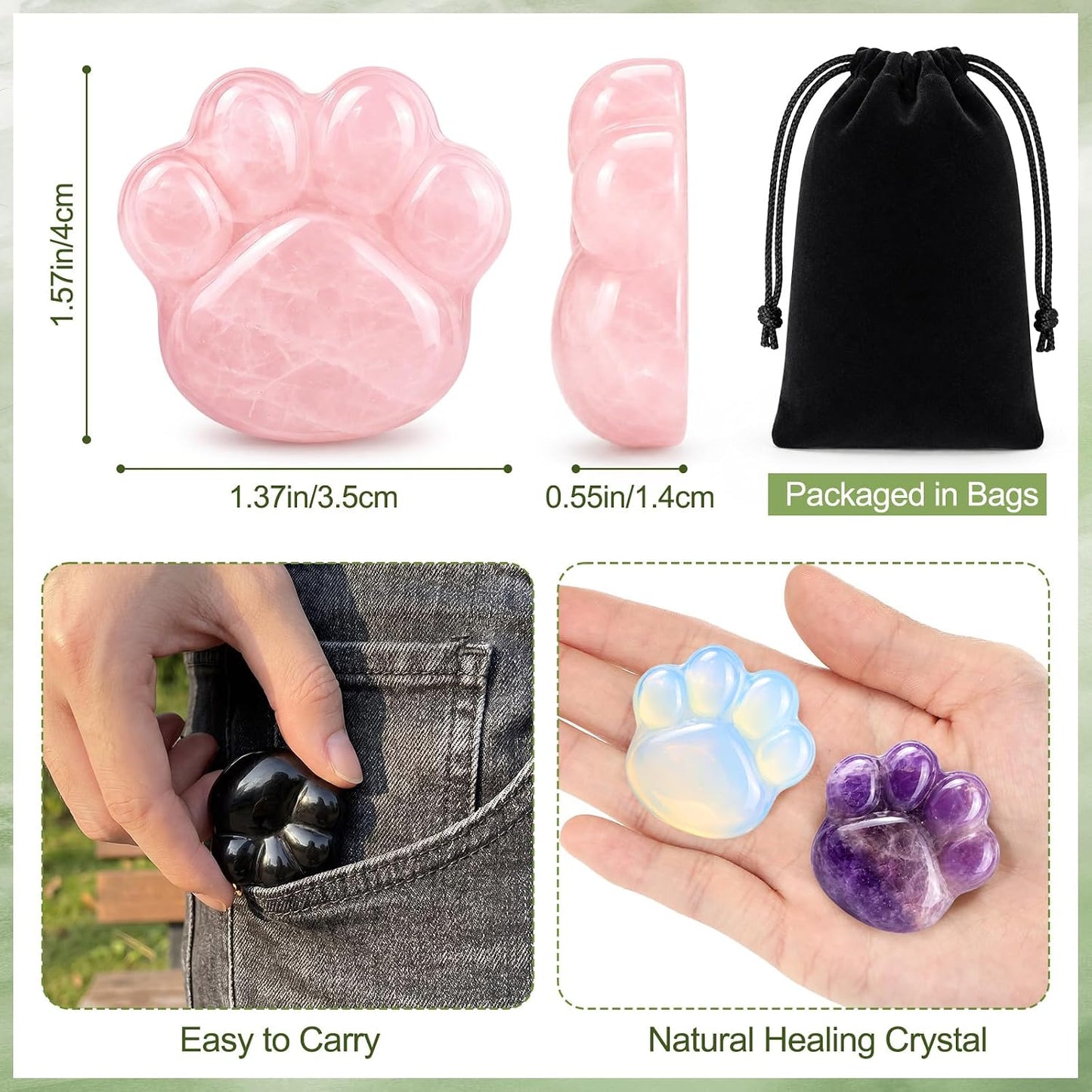 Roowest 4 Pcs Thumb Worry Stone for Anxiety Natural Crystal Healing Stone Chakras Amethyst Tiger Eye Quartz Pocket Hug Gift for Office Stress Meditation(Chromashift,Oval)