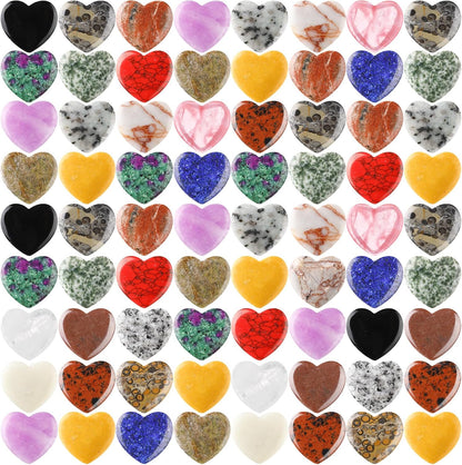 Nuenen 72 Pcs Heart Worry Healing Stone 0.8 in Polished Crystal Chakra Gems